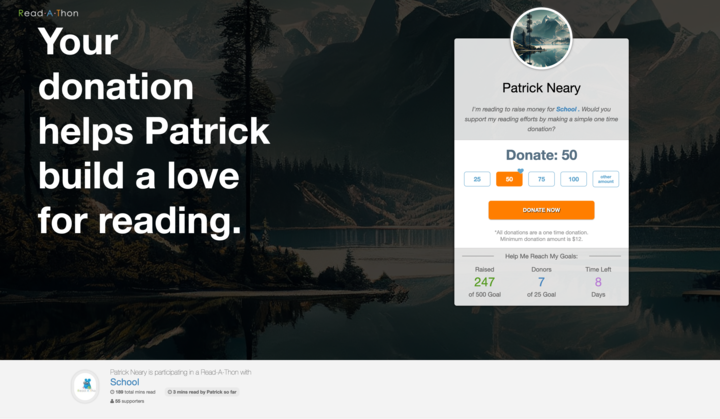 An example Read-A-Thon page